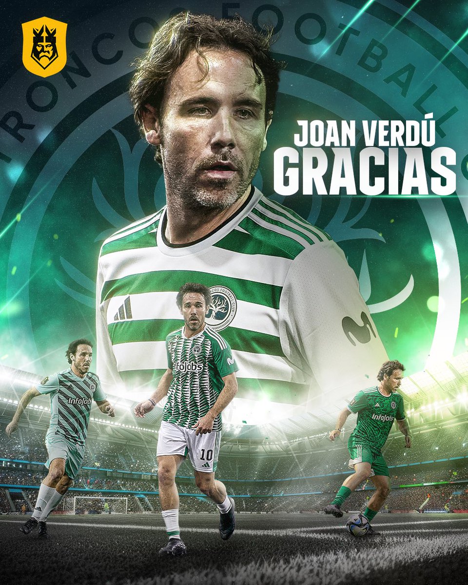 KingsLeague's tweet photo. MUCHAS GRACIAS JOAN VERDÚ 💚

La leyenda de @LosTroncosFC_ se retira de la Kings League tras estar repartiendo magia desde el día 1, te deseamos lo mejor en el futuro 💚 https://t.co/z6ZmRivMGr