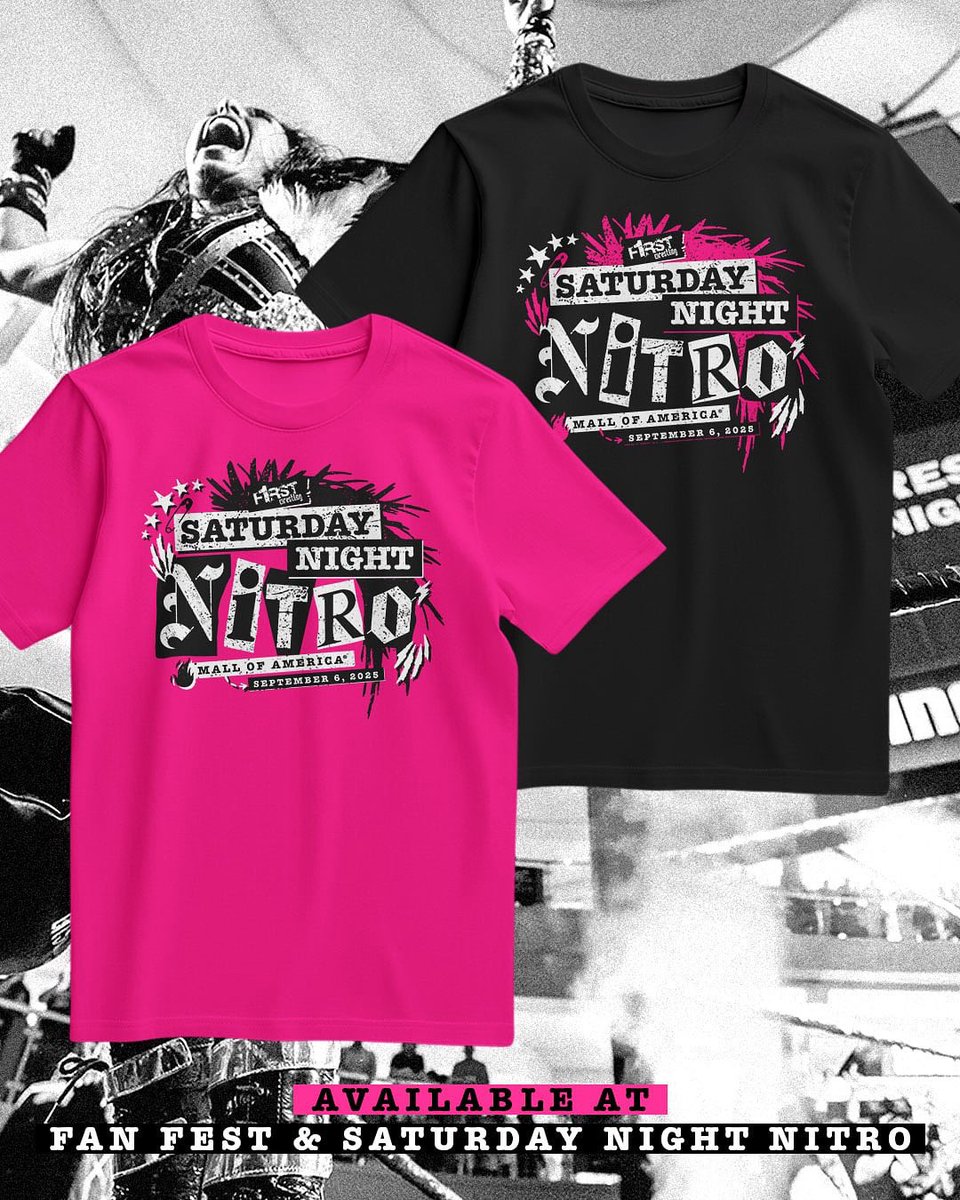 🔥 AVAILABLE NEXT WEEKEND 🧷

Sizes: Small - 4XL
$30

#SaturdayNightNitro 
🎟️ tix.mallofamerica.com/wrestle