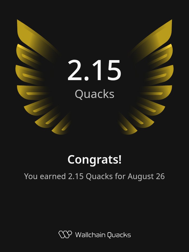 Famous ✨ (@a3mir78) on Twitter photo Just earned 2.15 Quacks on <a href="/wallchain_xyz/">Wallchain Quacks</a> in one day 🦆
Turn insights into rewards and climb the leaderboard 🥇
Use my referral link – quacks.app/?ref=a3mir78 Just earned 2.15 Quacks on <a href="/wallchain_xyz/">Wallchain Quacks</a> in one day 🦆
Turn insights into rewards and climb the leaderboard 🥇
Use my referral link – quacks.app/?ref=a3mir78