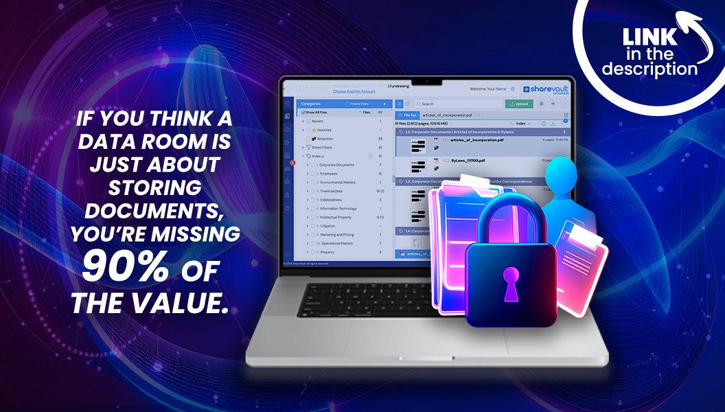 sharevault's tweet image. “If you think a data room is just about storing documents, you’re missing 90% of the value.” #ShareVault is more than a #VDR — it’s a strategic deal-making platform. Hear our CEO explain why on the E.N.G. Media Podcast → hubs.ly/Q03FVHcw0 
#securedocumentsharing #vdr