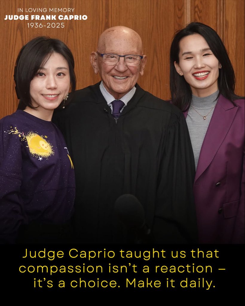 MarcusDeMariaa's tweet photo. Judge Caprio taught us that compassion isn't a reaction - it's a choice. Make it daily.
#JudgeFrankCaprio #RestInPeace #Kindness #Compassion #Legacy #neverforgotten #compassioninthecourt https://t.co/ip6VP50tLi