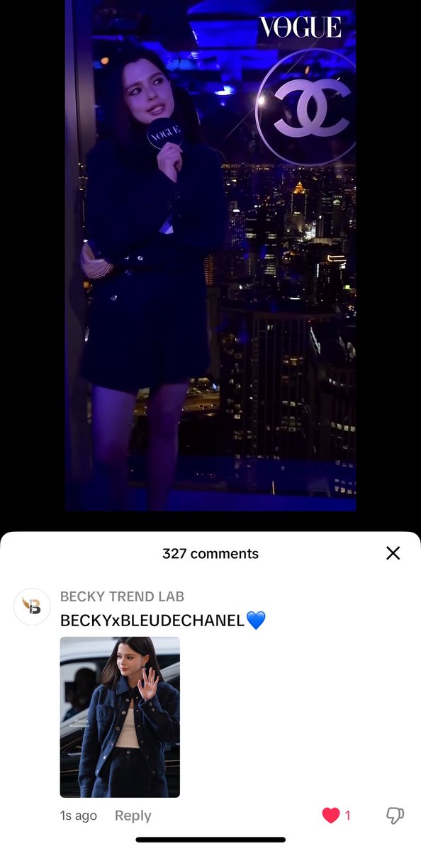 TikTok Update
Becky x Vogue Singapore
vt.tiktok.com/ZSAmjgFfu/

BECKY WITH BLEU DE CHANEL      
#BLEUDECHANELxBECKY 
#ChanelFragrance
#BLEUDECHANEL
#BleuLExclusif