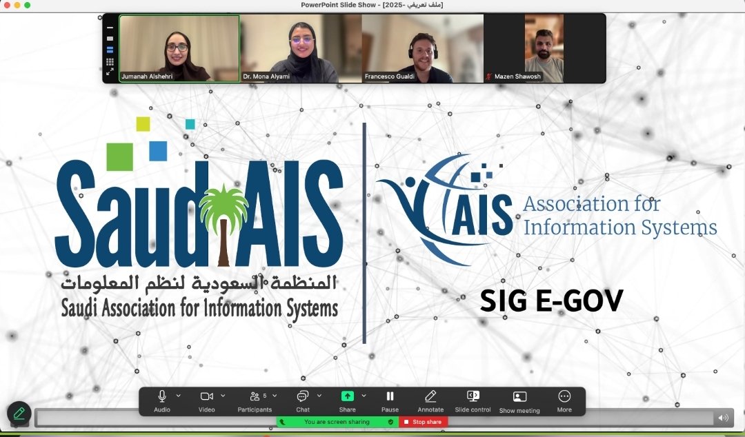 في إطار سعينا لبناء الشراكات العالمية في مجال #نظم_المعلومات عقدت #المنظمة_السعودية_لنظم_المعلومات و المجموعة الخاصة بالحكومات الرقمية في المنظمة العالمية لنظم المعلومات AIS SIG E-Gov اجتماعًا  في شهر أغسطس 2025م وذلك بحضور:

👥 مجلس إدارة المنظمة السعودية لنظم المعلومات
Founder