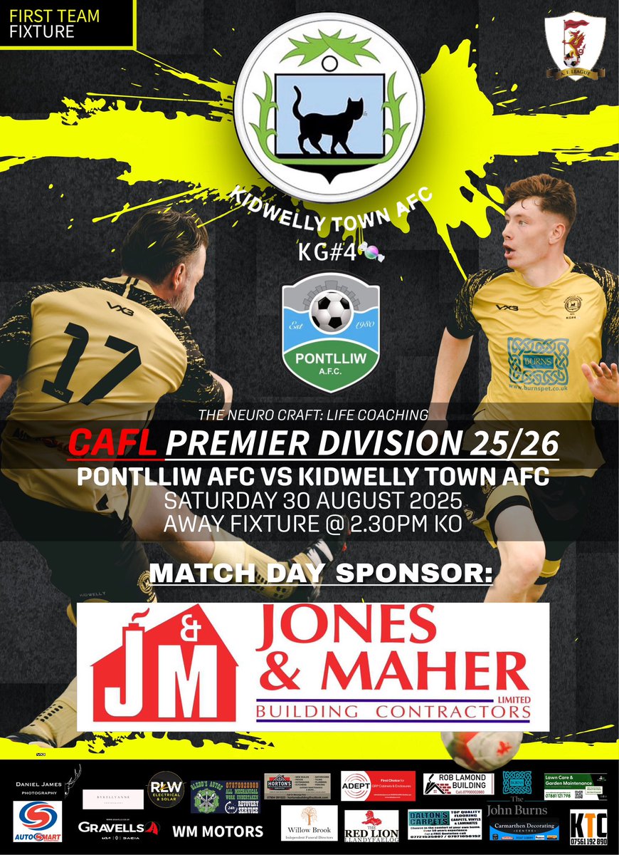 NEXT FIXTURES &gt;&gt;

On Friday our Reserves kick off their league campaign versus <a href="/GorseinonAFC/">Gorseinon AFC</a> &gt; Match Day Sponsor: Eleri Thomas Photography 📷 

On Saturday, our First Team travel to face last year’s Champions <a href="/PontlliwFC/">Pontlliw FC</a> &gt; Match Day Sponsor: Jones &amp; Maher Building Contractors.