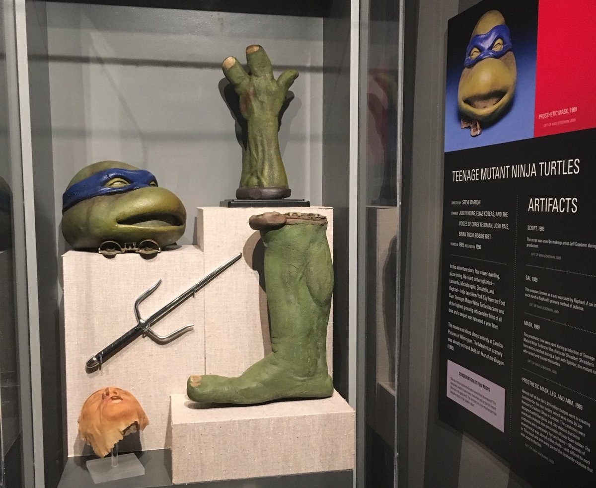 TheOldTurtleDen's tweet image. Props from the 1990 Teenage Mutant Ninja Turtles movie on display at the Cape Fear Museum (North Carolina)
