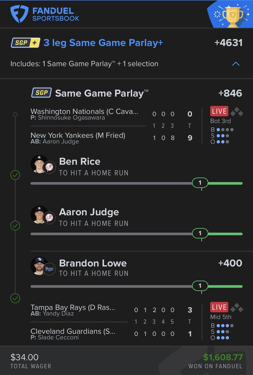 WeHitThose__9's tweet image. RICE ✅✅✅✅
JUDGE ✅✅✅✅
LOWE ✅✅✅✅

$1,600 TO START THE DAY!!

whop.com/c/thecappersco…