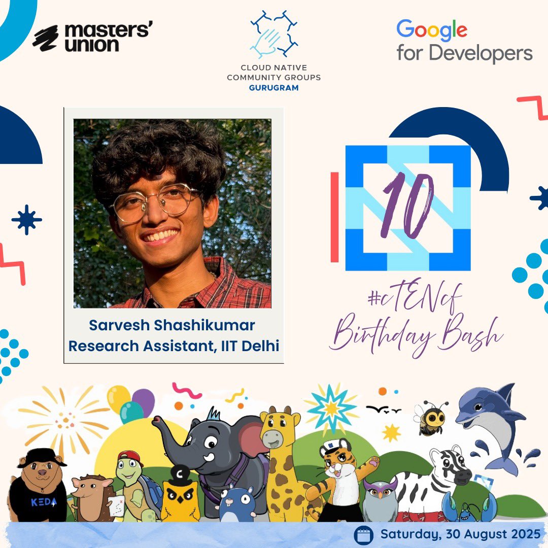 🚀 Build your own coding assistant!
Join #cTENcf Birthday Bash – Gurugram 🎉

👨‍💻 Workshop by Sarvesh Shashikumar (IIT Delhi)
📅 Sat, 30 Aug | 📍 Masters’ Union
⏰ 1-hr hands-on | Bring Laptop + GCP

Seats are limited 👉 bit.ly/4g0lRTF

#CloudNative #CNCF #Kubernetes