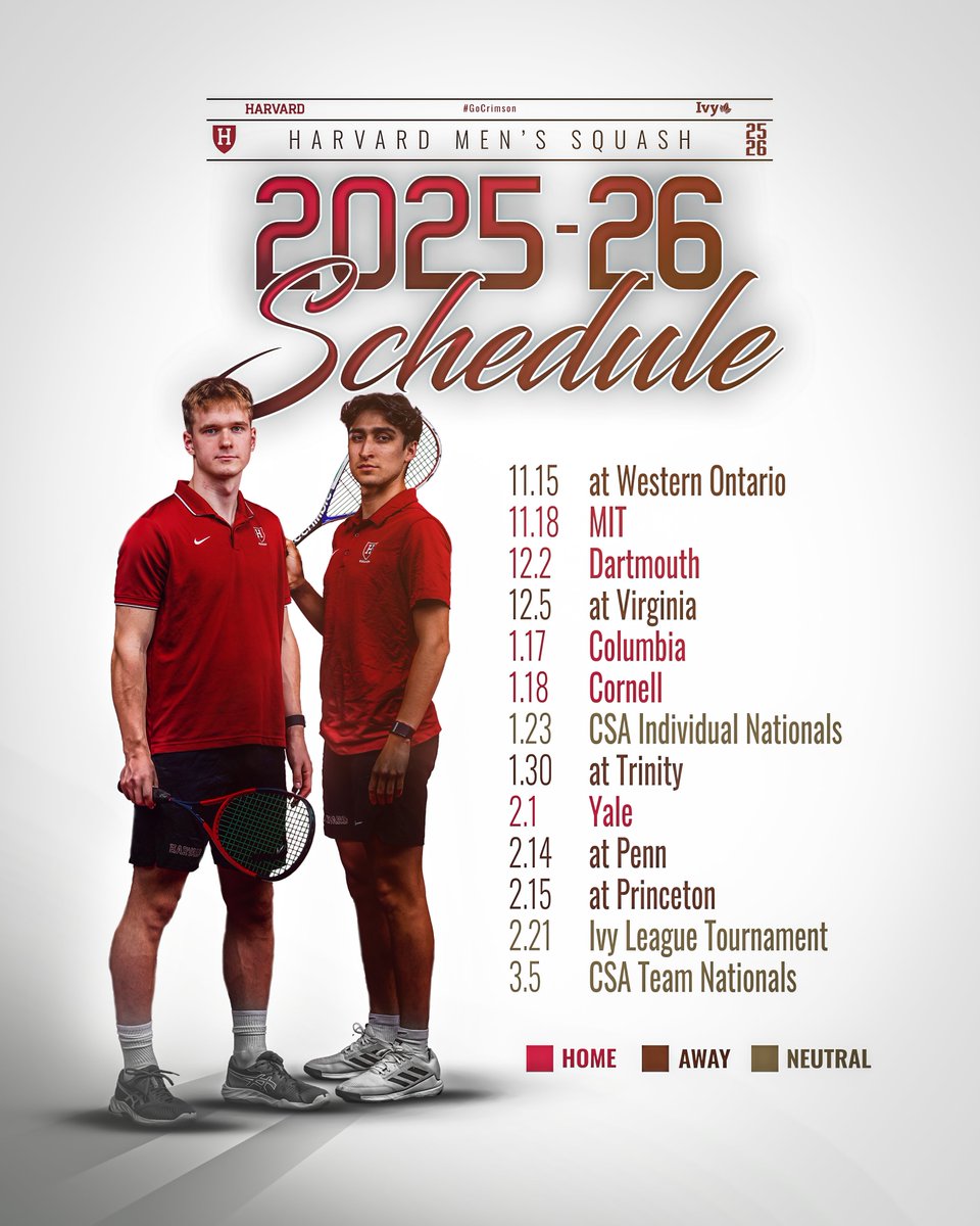 It's almost that time!! ⏳⌛️

We are thrilled to announce our 2025-26 schedule! 

📰 Read More | tinyurl.com/24lu7qa5
#GoCrimson x #OneCrimson