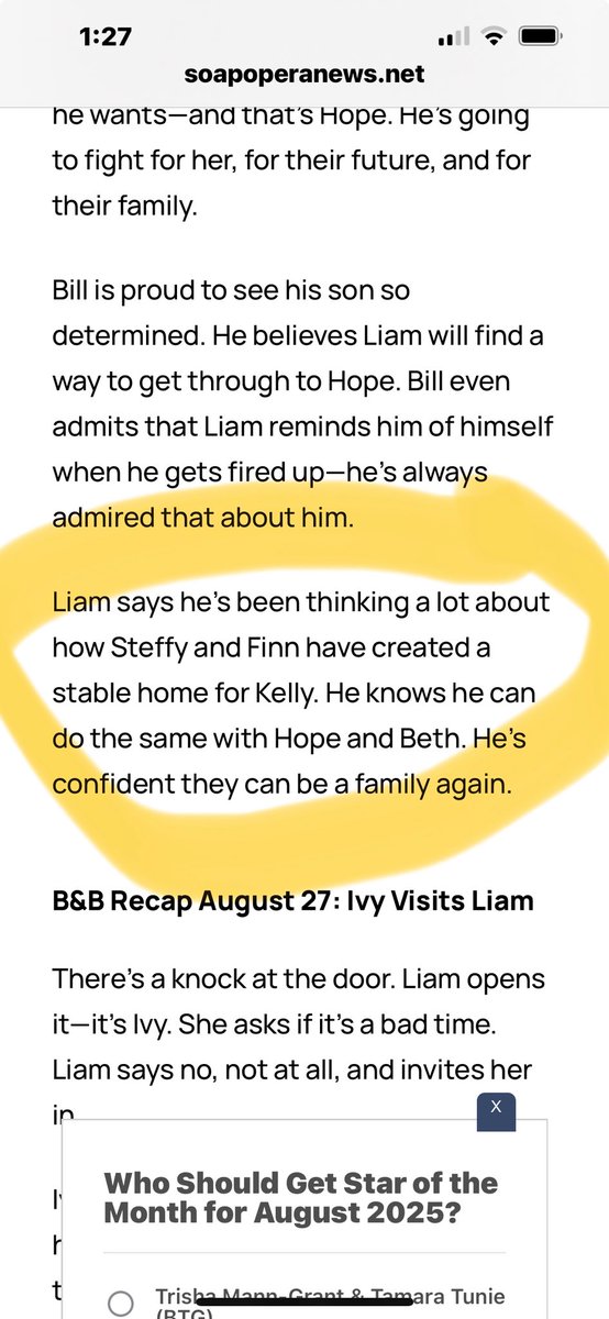 Liam admits that the reason he suddenly wants Hope is because he realizes that there’s no way he can pry Steffy from her life with Finn. The Lope humiliation ritual continues with the Ivy humiliation ritual entering the chat. #GH please save Scott Clifton from this mess.