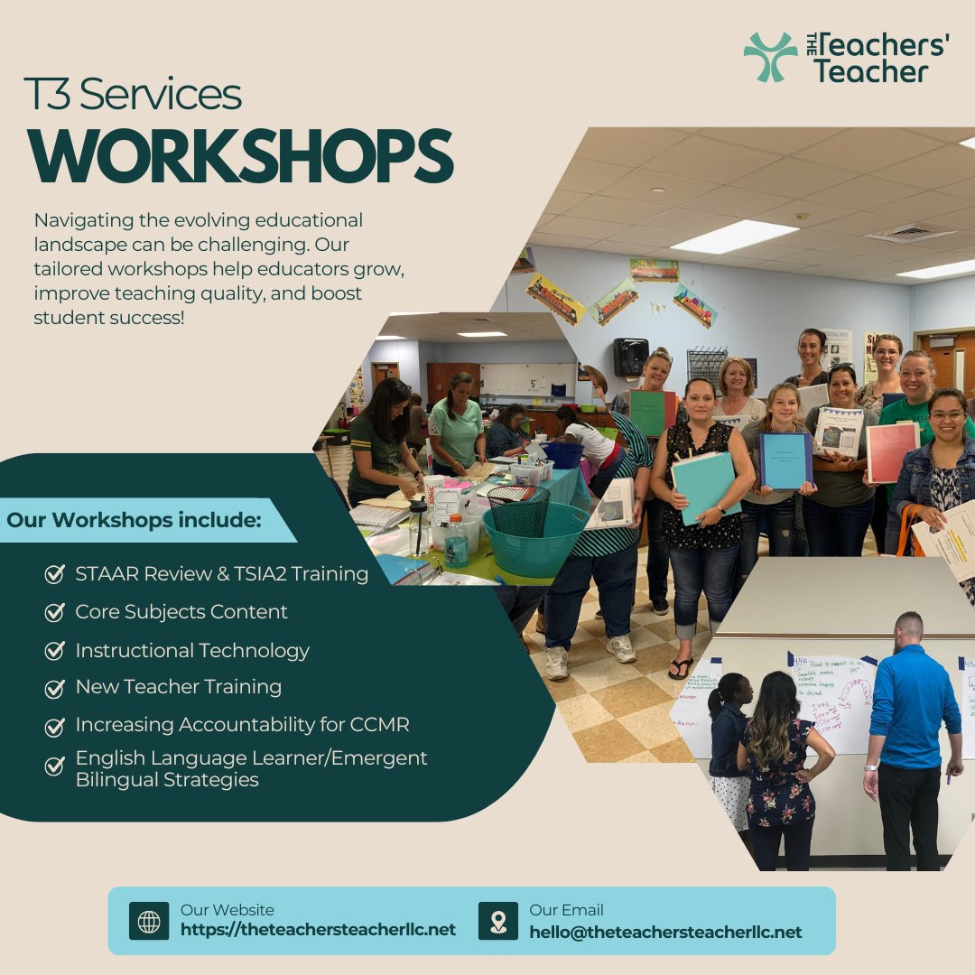TTTSuccess's tweet image. Our tailored workshops empower educators, improve teaching quality, and drive student success. Let us help you make an impact! 🌟

🖥️ theteachersteacherllc.net

#T3success #teacherhelp #teacherresources #teacher #studentachievement #educational #education #educators