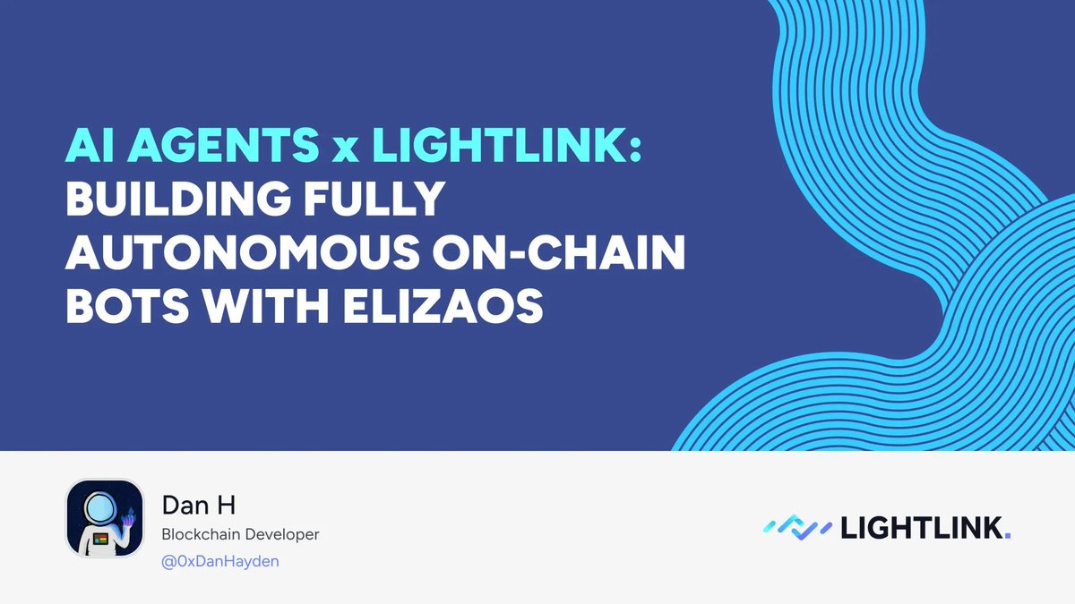 A | KGeN (@0xmienar) on Twitter photo Did you know that <a href="/LightLinkChain/">LightLink ⛓️</a> published a guide on how to build fully autonomous AI agents using ElizaOS and the LightLink plugin. The post explains setup, plugin integration, and real-world use cases in DeFi and blockchain.
🔹️ LightLink basics: A Layer 2 blockchain built Did you know that <a href="/LightLinkChain/">LightLink ⛓️</a> published a guide on how to build fully autonomous AI agents using ElizaOS and the LightLink plugin. The post explains setup, plugin integration, and real-world use cases in DeFi and blockchain.
🔹️ LightLink basics: A Layer 2 blockchain built
