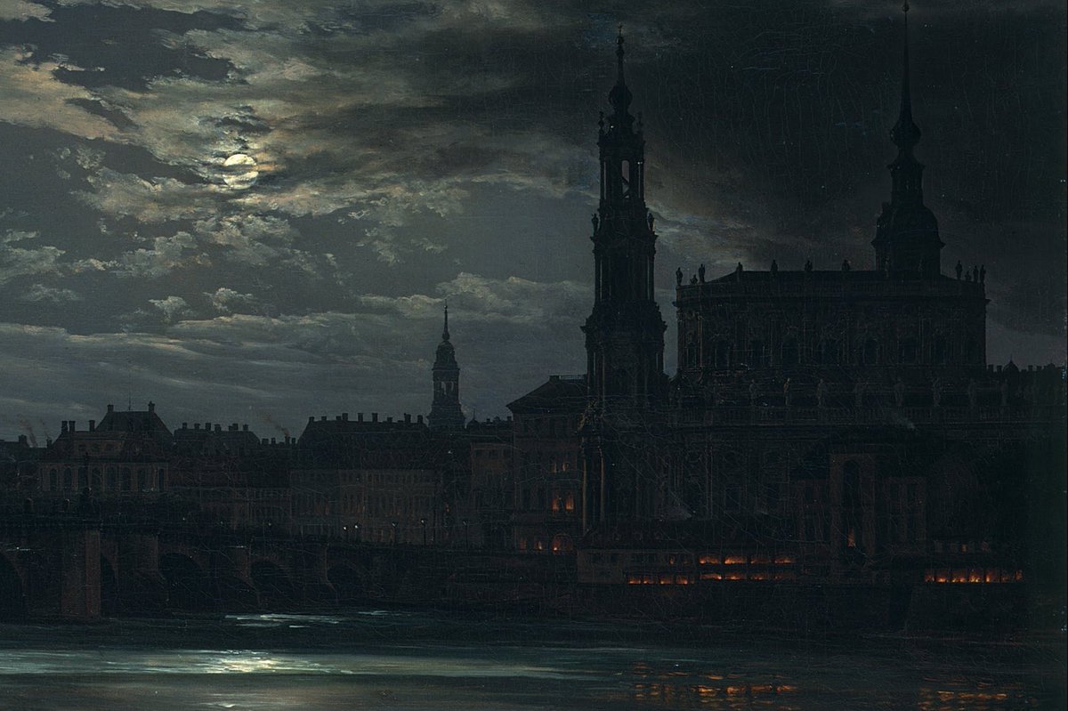 View of Dresden by Moonlight, 1839, by Johan Christian Dahl