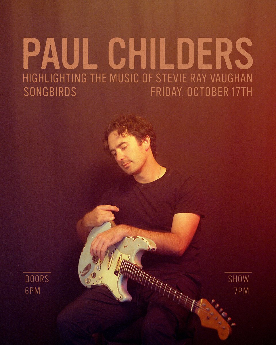 Mark your calendars for October 17th to hear Paul Childers' unique blend of Pop, R&amp;B, and Soul. This Stevie Ray Vaughan-inspired set is one you won't want to miss... On sale now! 🔥🎸

🎟️ eventim.us/paulchilders20… 🎟️

Doors at 6 PM, Show at 7 PM
Seated Show
