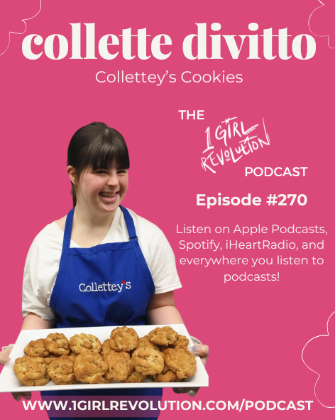 Collette Divitto, founder of #ColletteysCookies, is changing the world through her life and her business. Listen to episode #270 of The 1 Girl Revolution Podcast to hear her story: 1girlrevolution.com/collettedivitt… #podcast #listen #inspiring