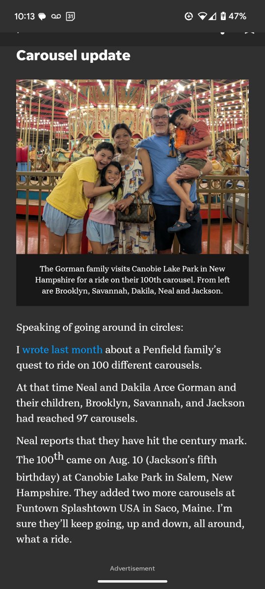 Hey!! This was in Sunday's D&amp;C! Thanks Jim Memmott and the Democrat and Chronicle for having some good old family fun with us on our #CarouselAdventure! <a href="/DandC/">Democrat & Chronicle</a>