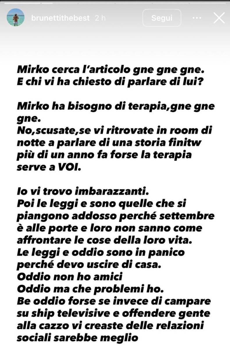 Tralasciando la difesa imbarazzante a Sminkio, ma lo schifo che fate a toccare punti personali di user di X che magari hanno degli sfoghi e li scrivono.... che pena fate