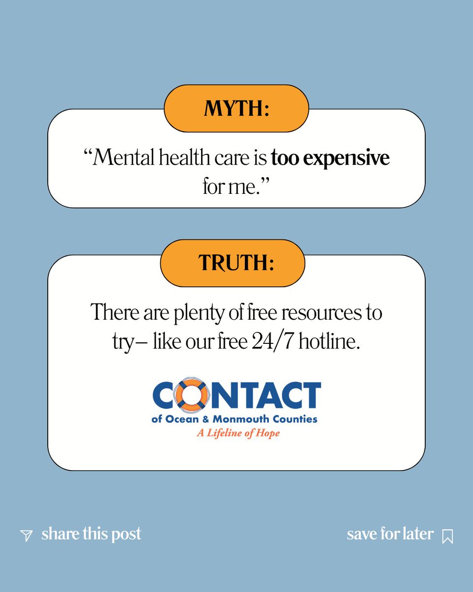 crisis_ocean's tweet photo. Caring for your mental health shouldn't have a price tag.
That's why CONTACT is here 24/7, for free.
#MentalHealth #MentalHealthResources #MonmouthCounty #OceanCounty #SelfCare #ListeningMatters #HotlineSupport #YouAreNotAlone #CrisisHelpline #CommunitySupport https://t.co/0iYfnbraXv