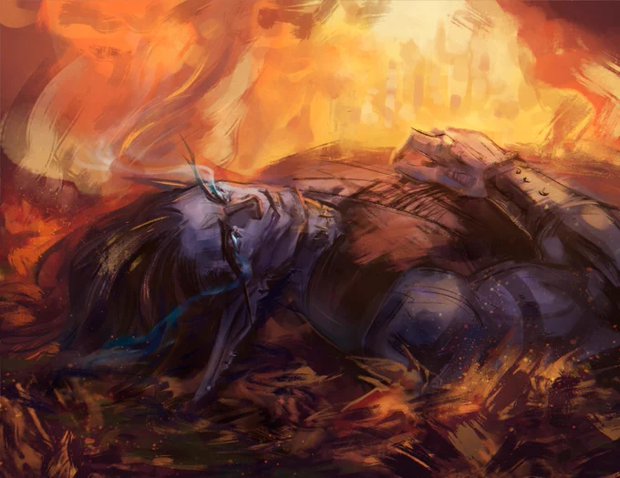 His hands, forged to bring ruin, find solace only here - entwined in the familiar leaves. #Warcraft #warcraftart #bloodelf