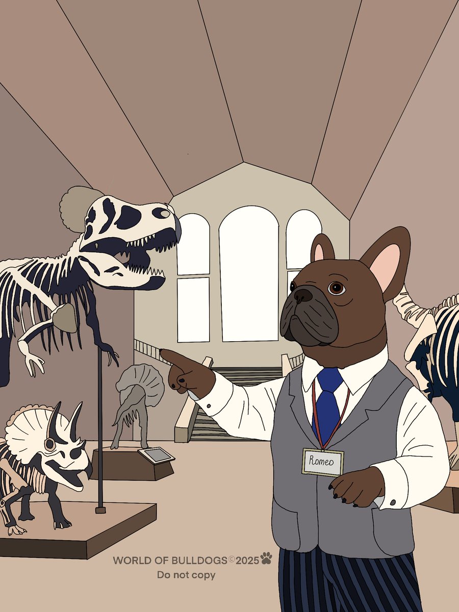 BulldogWorldNFT's tweet photo. 🎓 Bulldog historian guiding a tour among dinosaurs 🦕#WorldOfBulldog #BulldogNFT #NFTArt #DigitalArt #CryptoArt #Web3 #NFTCollection #NFTCommunity #BulldogArt #NFTDrop #Collectibles #MetaverseArt #UniqueNFT #NFTCreatures #DogNFT #BulliesOnChain #ArtCollectors #CryptoCollectors #NFTShowcase #NFTUniverse