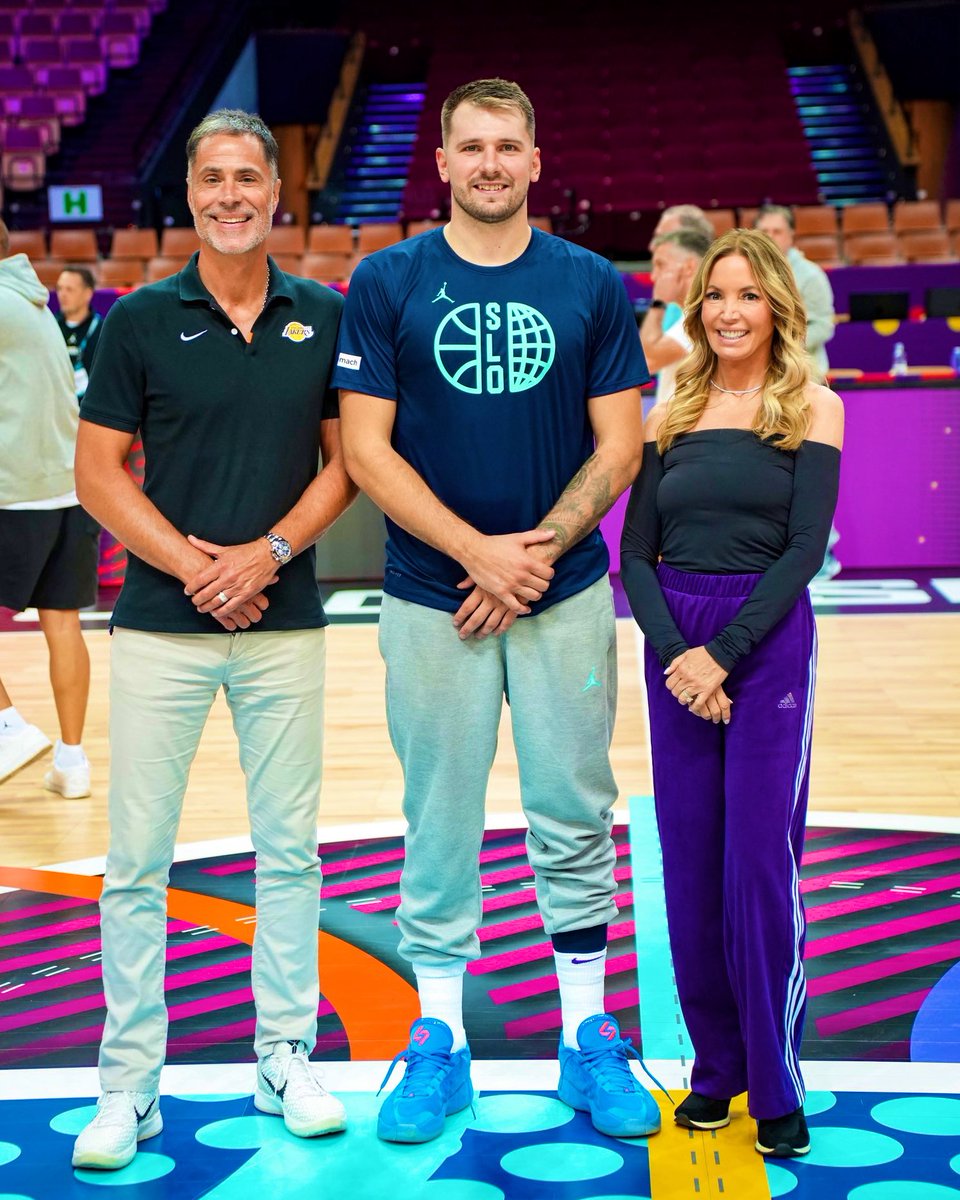 Jeanie Buss &amp; Rob Pelinka flew to Poland to support Luka Doncic 💜💛