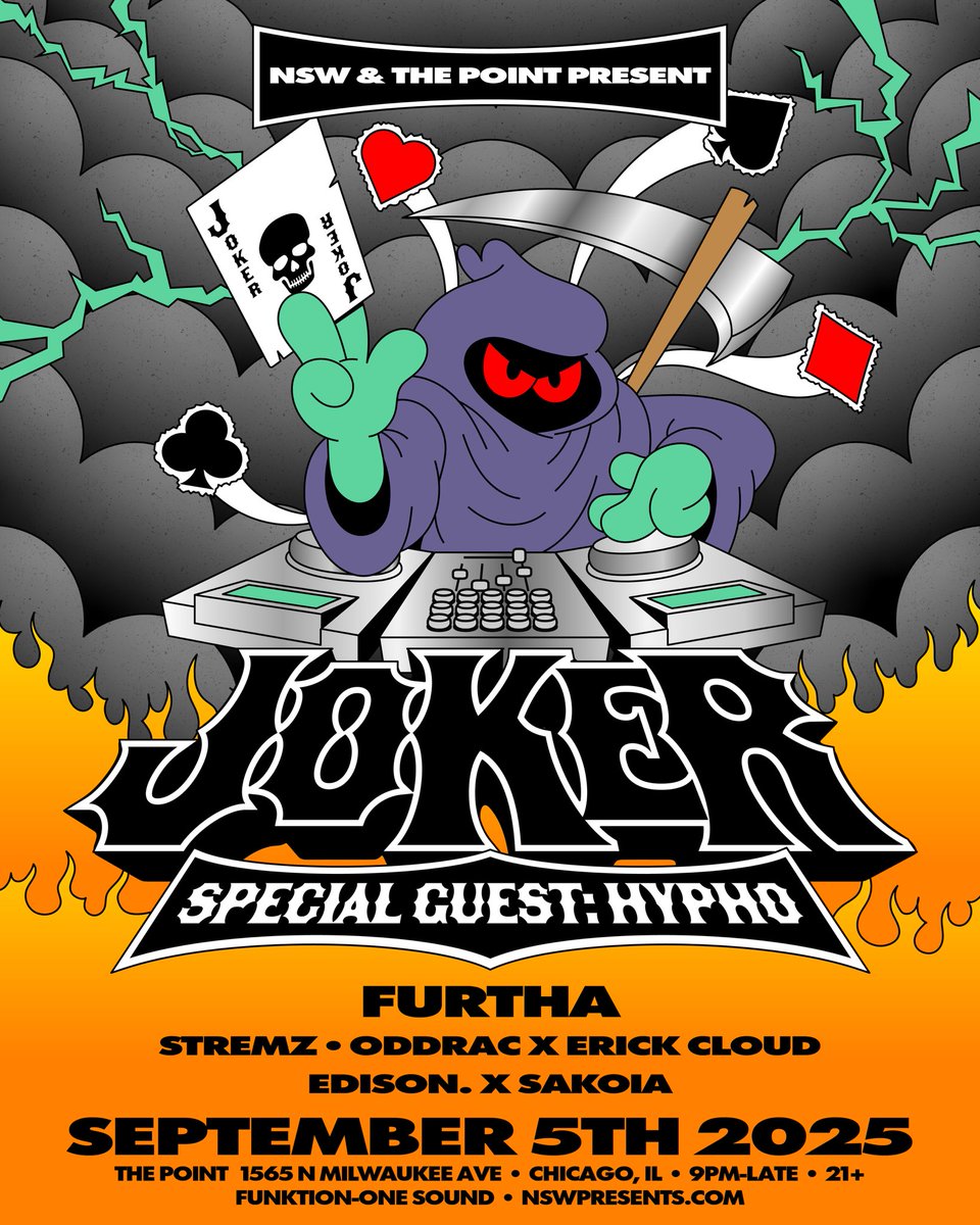 𝙉𝙀𝙓𝙏 𝙒𝙀𝙀𝙆 ❱❱ Friday, 9/5 UK legends Joker + Hypho takeover The Point for a night of bassweight. 🃏🔊

Joining them on support we welcome Furtha, Stremz, Oddrac x Erick Cloud, and Edison. x Sakoia.

🎟️ avail in the usual spots…see you in the dance 🪩
