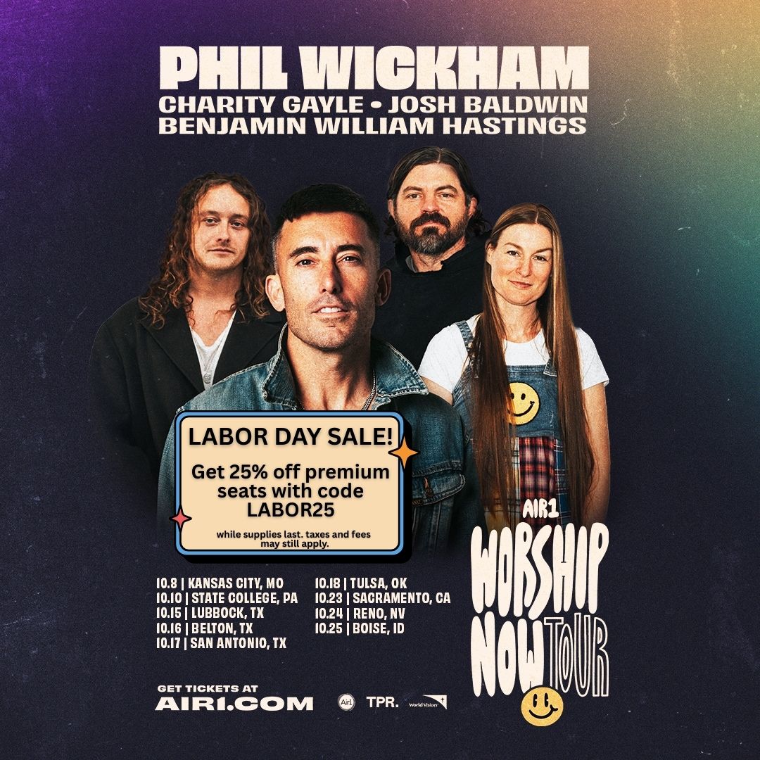 ✨ Labor Day Weekend just got even better! ✨Lubbock on October 15 
🎟 Save 25% on tickets with code LABOR25 starting at 8:00AM through Sept. 2 at 11:59PM local.
👉 AXS.com or bit.ly/3Rnrlfx

#Air1WorshipNowTour #UnitedSupermarketsArena #LaborDaySale