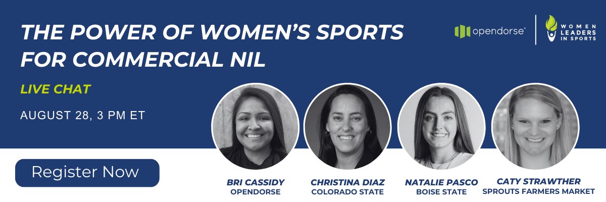 🚀 Women’s sports are leading the charge in shaping the future of the commercial NIL space!

Join Women Leaders in Sports and <a href="/opendorse/">Opendorse</a> tomorrow for a timely virtual conversation with industry experts <a href="/B_Cassidy44/">Bri Cassidy</a>, <a href="/ChristinaDiaz_3/">Christina Diaz</a>, <a href="/natalie_pasco/">Natalie Pasco</a>, and Caty Strawther as they