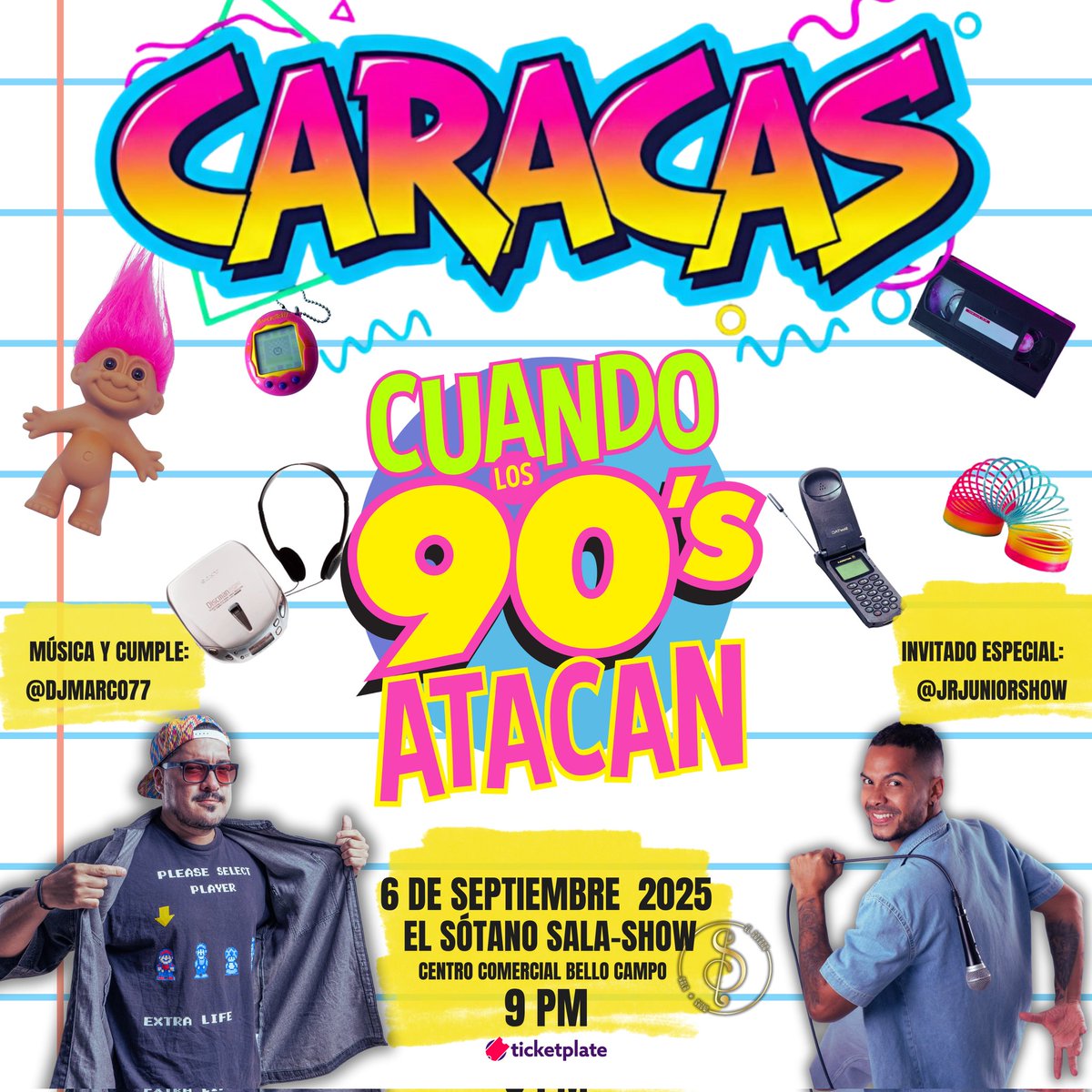 No dejes para última hora y asegura tus entradas para nuestra fiesta del 6 de Septiembre en Caracas

Celebraremos el cumple de @djmarco77 con <a href="/JrJuniorShow/">Jr Junior Show</a> como invitado especial 

Locación legendaria en EL SÓTANO del Centro Comercial Bello Campo.

ticketplate.com/checkout/cuand…