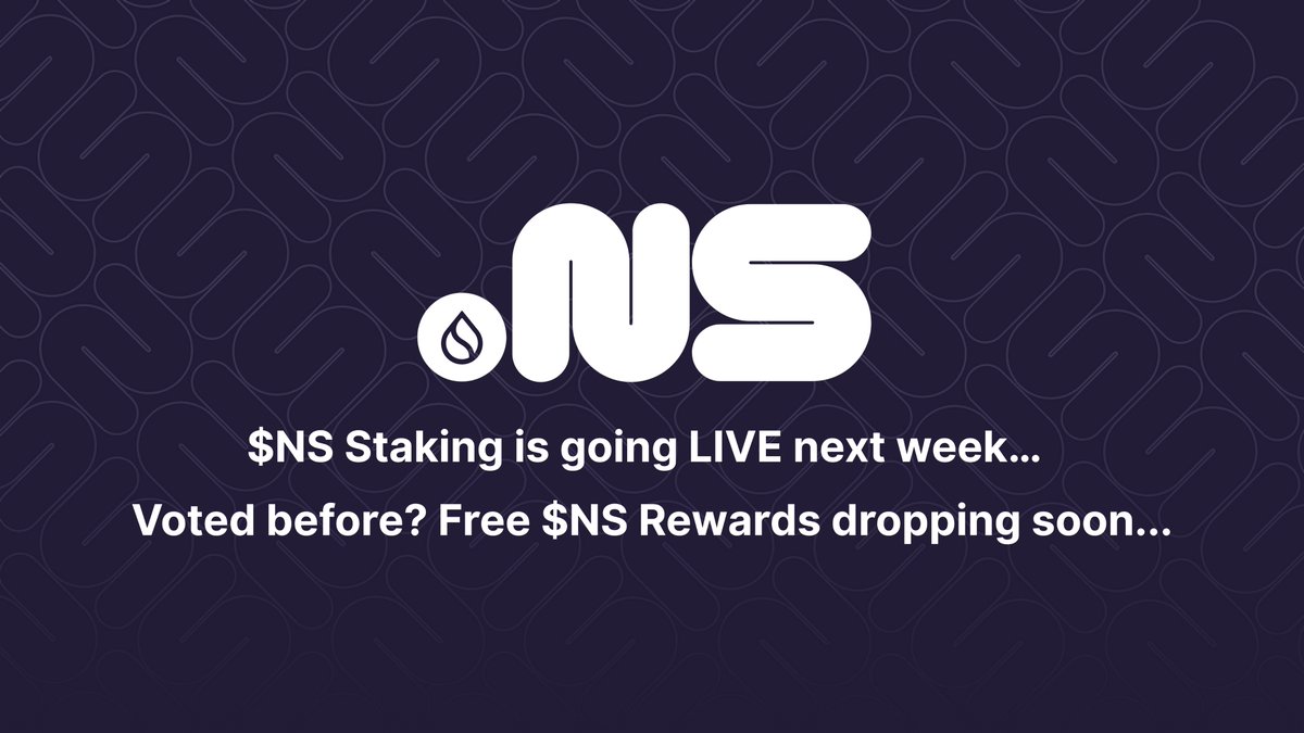 NS Staking + Retro Airdrop Incoming
✔️SuiNS staking is going live next week…
✔️And if you voted on any past proposals you are about to receive $NS rewards...
⏳Incentivized governance.
⏳Retroactive rewards.
⏳Bullish momentum for the $NS ecosystem.