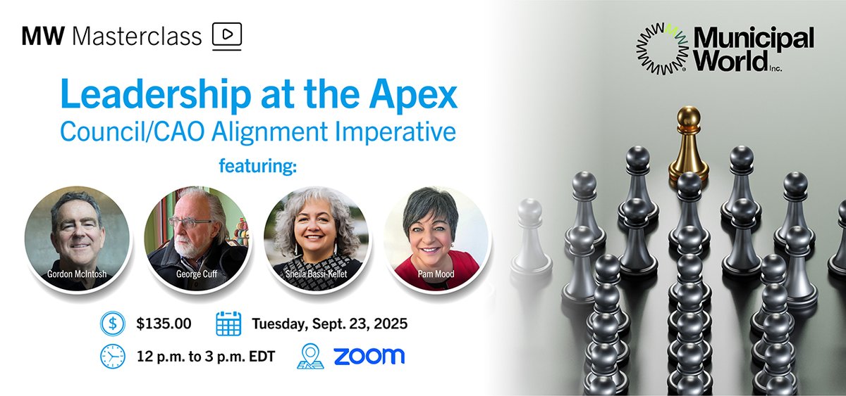 Join municipal leaders from across Canada for a three-hour masterclass with Gordon McIntosh, George Cuff, Sheila Bassi-Kellett and Pam Mood. Discover practical #strategies to drive strategic #leadership within your organization. Register now. ow.ly/cofU50WMQy9 #LocalGov
