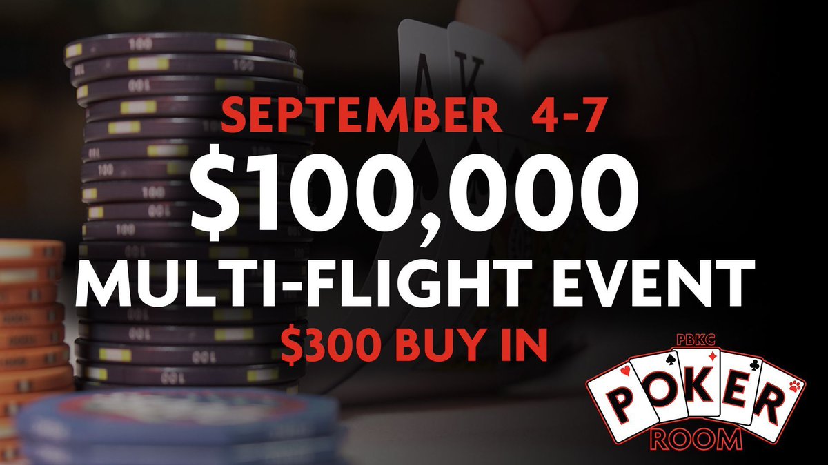 The September $100,000 Monster Multi-Flight runs September 4-7! One of South Florida's favorite tournaments!

$300 Buy-In, $100,000 Guarantee, 5 Flights, $65 Satellites, and Live Streaming!

For more info, go to buff.ly/hLmp2pd

#poker #pokertournament #westpalmbeach