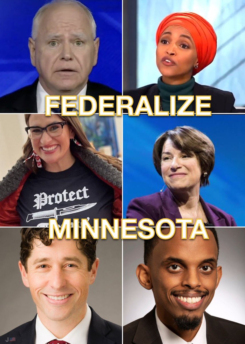 I'm officially calling for the state of Minnesota to be 100% federalized by the Trump Administration. 

Federalize Minnesota 
Save Minnesota.