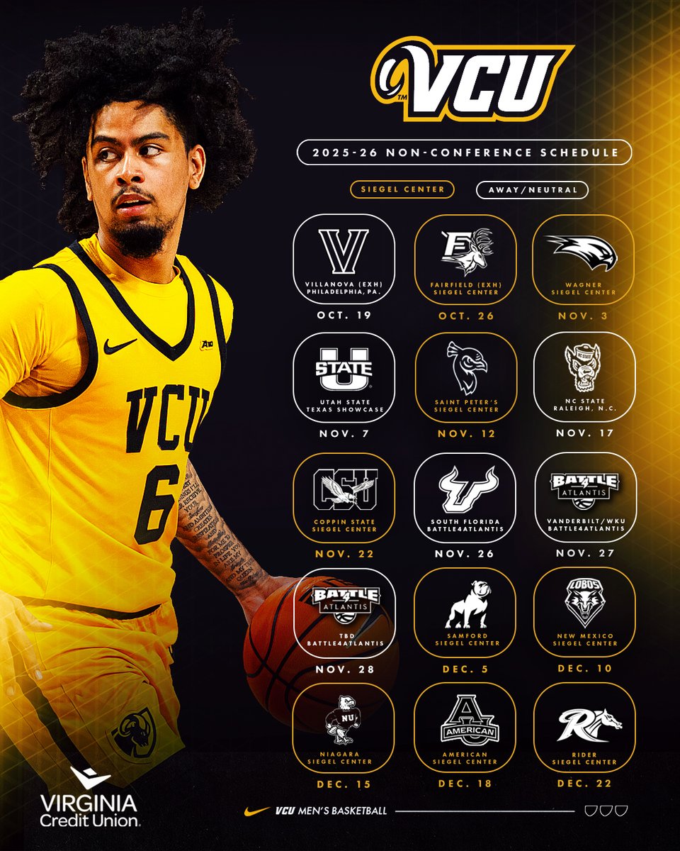 Mark your calendars! Our non-conference schedule is out!

🗒️ shorturl.at/OYNRA

#LetsGoVCU