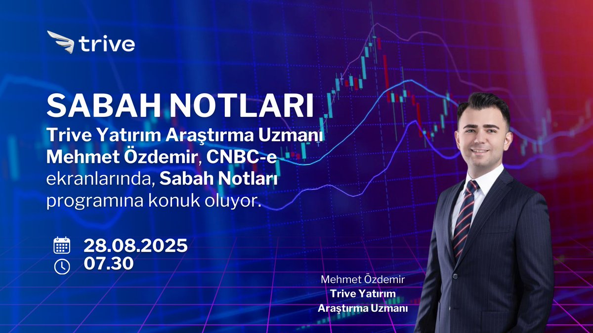 Trive Yatırım Araştırma Uzmanı <a href="/ozdemmirs/">Mehmet Özdemir</a> , CNBC-e ekranlarında Sabah Notları programına konuk oluyor.

🗓️ 28 Ağustos 2025, Perşembe
🕢 07:30
📍 CNBC-e Ekranlarında

📊 Programda Borsa İstanbul ve yurt içi gündeme dair son gelişmeler ele alınacak.

#TriveYatırım #SabahNotları