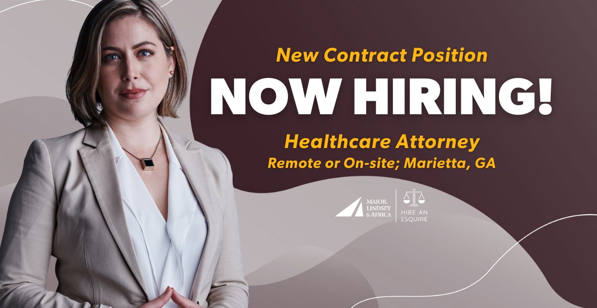 Our client is hiring a Contract Attorney w/ health, disability, &amp; elder law experience!

This is a Part-Time position projected to last 12+ months. The position may be worked remotely or on-site in Marietta, GA. 

See more details &amp; Apply!: bit.ly/4fVwkQ9
#HireanEsquire