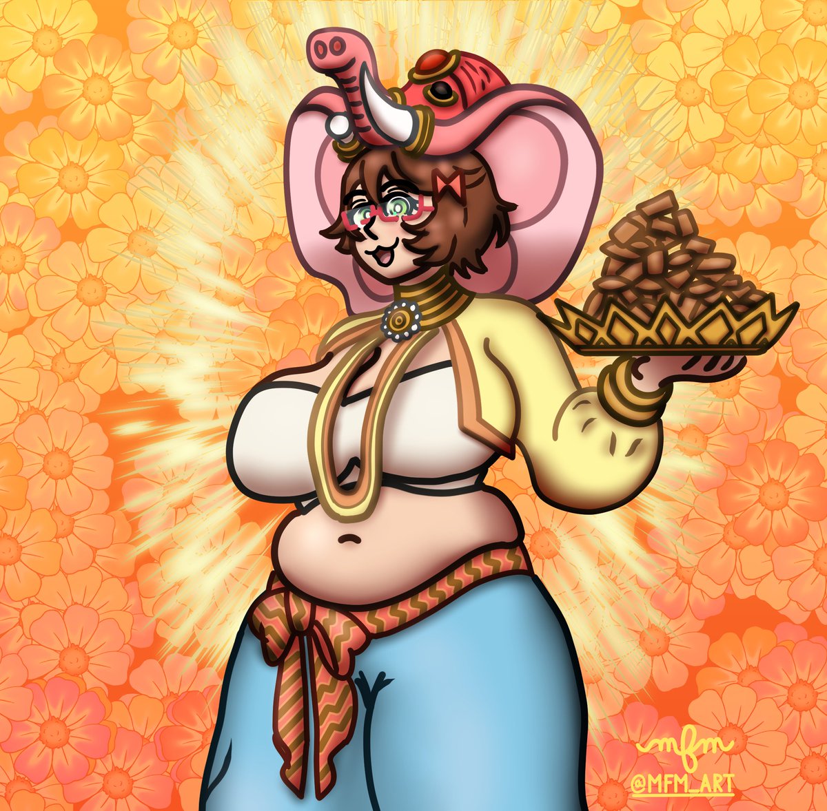 Old art of <a href="/mintcastella/">mint castella | girls fc</a> dressed up as Jinako Carigiri/Ganesha from Fate/Grand Order. #vtuber #castellart #mfmori_art