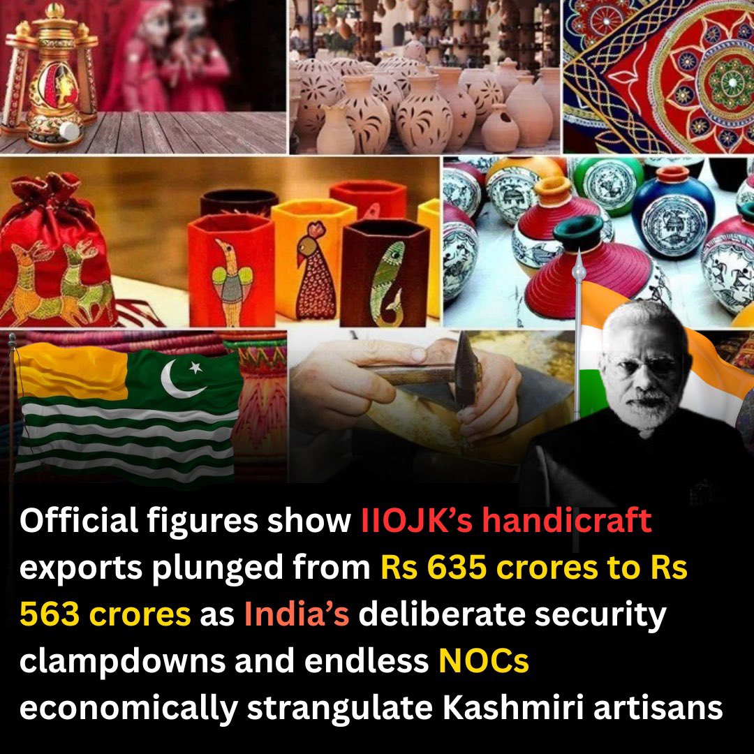 The decline in Kashmiri handicraft exports exposes Modi government’s false claims of normalcy and proves India is deliberately destroying the local economy to weaken the people.
#FloodAlert