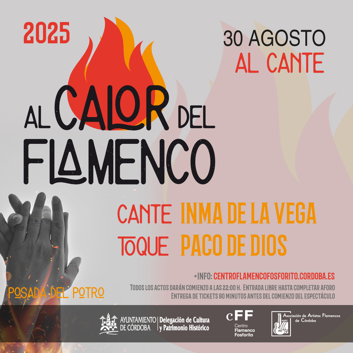 Este sábado ponemos punto y final al ciclo #AlCalorDelFlamenco con el cante de Inma de la Vega y Paco de Dios. 

+ info 👉 goo.su/lxqDoj

 #Flamenco #CordobaEsp