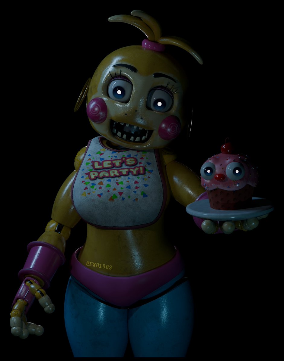 Toy Chica redesign is done. She was a lot more difficult to do, but I think it looks pretty good, she's probably my favorite one. And gave cupcake a proper redesign lol
-
Model by me
-
render by me
-
#FNAFMovie2 #FiveNightsAtFreeddys #blender3d