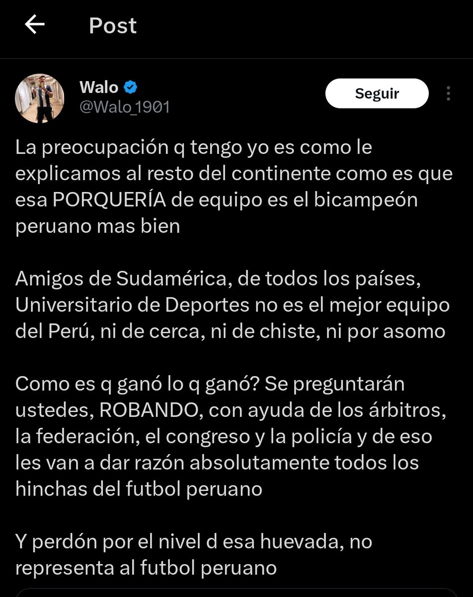 El gerente legal de Alianza notifica y solicita una rectificación.
Y nosotros hasta cuándo vamos a permitir que este tipo por "likes" difame y calumnie las veces que quiera al club?? Allí se habla de ROBO.
Hay que defender a <a href="/Universitario/">Universitario</a> siempre. <a href="/ImparatoVelazco/">Franco Velazco Imparato</a> <a href="/fadrian106/">Adrian Gilabert</a>