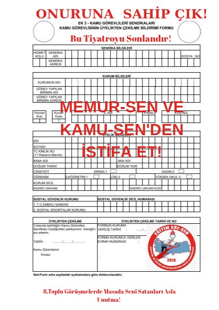 #MemuruSattınız 
#SendikanınHakemTiyatrosu 
Ey Memur Kardeşim seni Hakem Heyeti tiyatro oyunuyla satanları asla unutma!Onuruna Sahip Çık ve Hemen İstifa Et!Başın dik olsun,kimseye boyun eğme. Bağımsız sendikalarda saf tut!