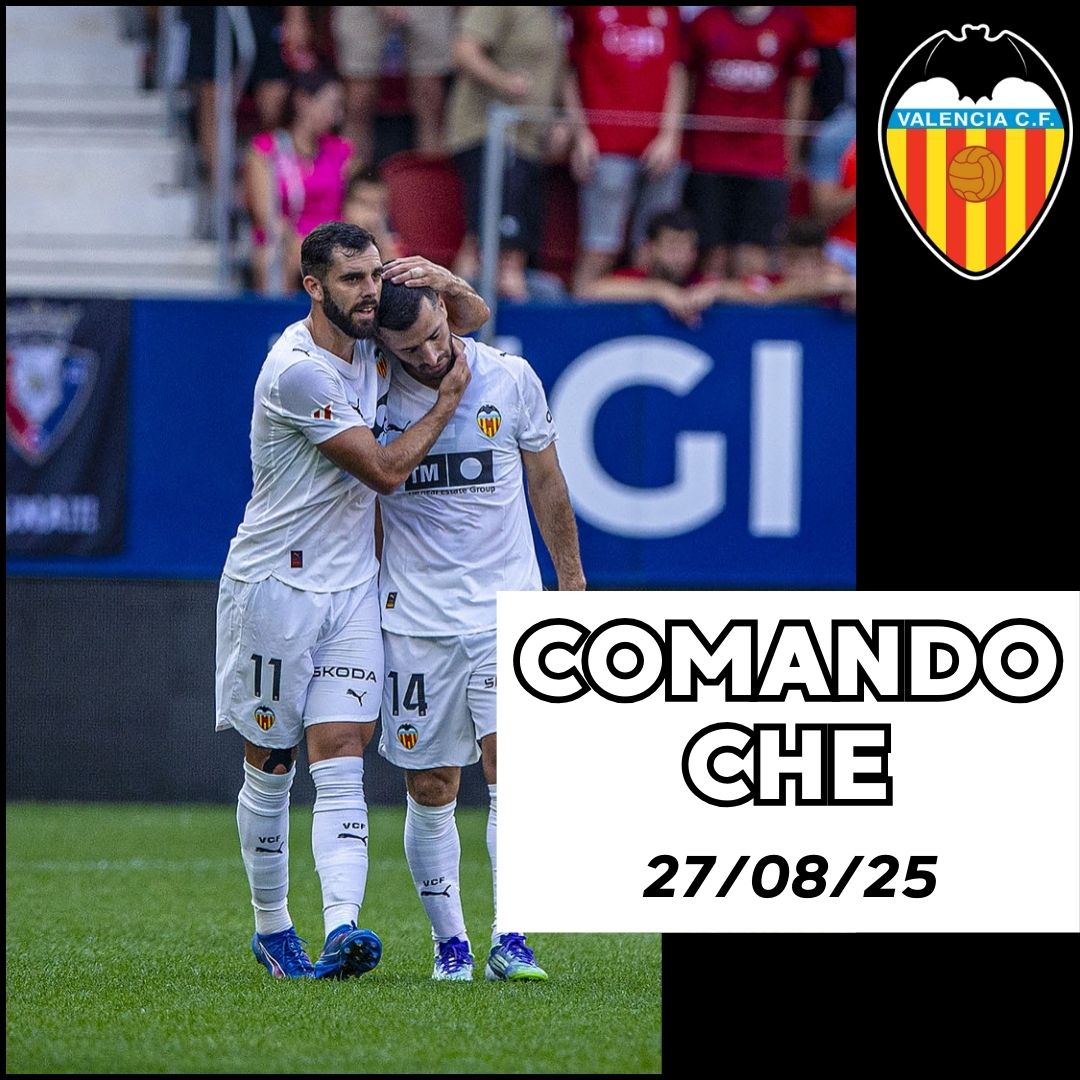 Nuevo programa de Comando Che

Derrota en Pamplona y decepción 

Mercado fichajes: Sadiq, Ramazani, Canós, Almeida

Tema Barça - Valencia 

Previa #ValenciaGetafe con Rafa Rivera

Tertulia con <a href="/Sergi98Martinez/">Sergi Martínez</a> <a href="/arturouv14/">Arturo</a> y <a href="/diego21estebann/">Diego Esteban</a>  

ivoox.com/comando-che-27…