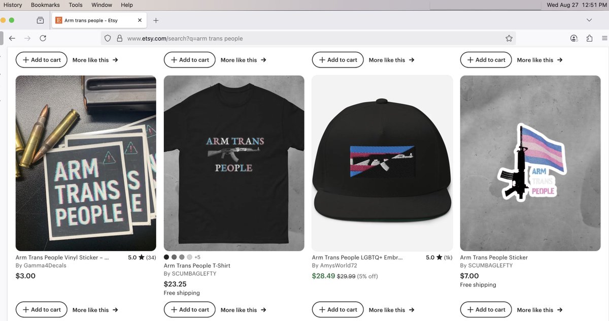 Can we please try to help get a large account's awareness of this – right this minute Etsy is allowing dozens of accounts to sell merch that promotes the very thing that the guy did who murdered kids at the Catholic school. Enough is f-ing enough
