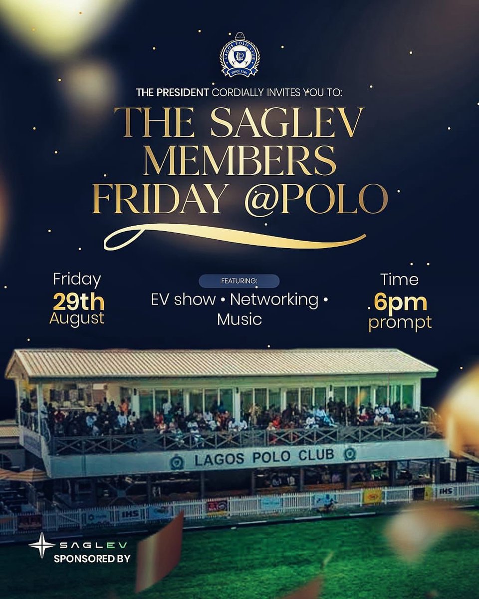 The Saglev members Friday at Polo.

It’s going to be an evening of EV showcase, networking and amazing moments.

Date- 29th august, 2025
Time- 6pm

Proudly sponsored by @saglev