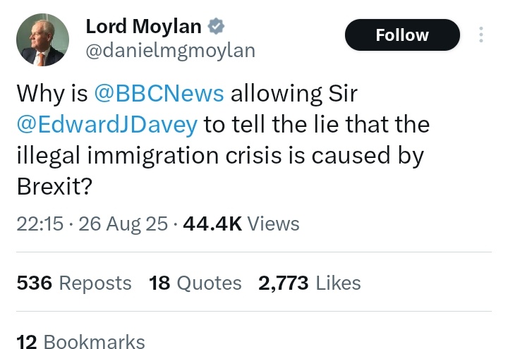 Andrew Parnall (@dontbrexitfixit) on Twitter photo Brexit was supposed to put an end to illegal immigration wasn't it Dan <a href="/danielmgmoylan/">Lord Moylan</a>? Not only did it not, Brexit made it worse. You can squirm all you want, you can lie all you want, but you and Brexit are responsible for the growing illegal immigration crisis Danny, own it 🤦♂️ Brexit was supposed to put an end to illegal immigration wasn't it Dan <a href="/danielmgmoylan/">Lord Moylan</a>? Not only did it not, Brexit made it worse. You can squirm all you want, you can lie all you want, but you and Brexit are responsible for the growing illegal immigration crisis Danny, own it 🤦♂️