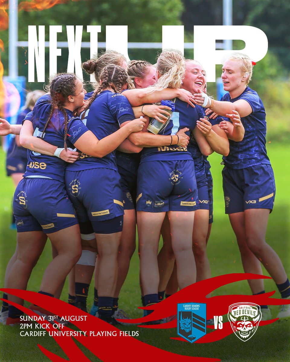 It's the 𝘽𝙄𝙂 𝙊𝙉𝙀 this Sunday, as our girls lock horns with <a href="/CardiffDemons/">Cardiff Demons RLFC</a> - with a playoff spot on the line! 💪

Kick-off in South Wales (CF3 4JN) is 2pm and tickets can be bought in advance here 🎟️👉 shorturl.at/fpjEw