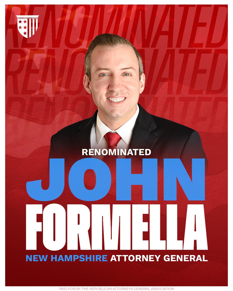 New Hampshire Governor Kelly Ayotte announced John Formella (<a href="/NH_DOJ/">NH DOJ</a>) will be nominated for another term as Attorney General.

Congratulations AG Formella!