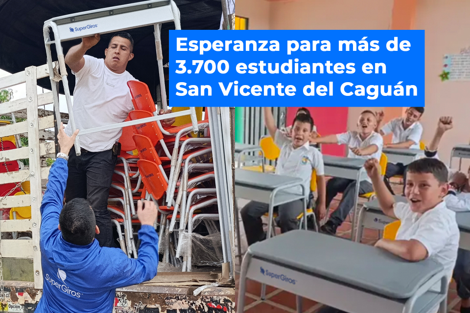 Nos llena de orgullo aportar a la educación de San Vicente del Caguán, donde hoy más de 3.700 estudiantes cuentan con aulas renovadas que serán semilla de futuro.
Conoce más sobre esta gran noticia 👉 bit.ly/DonacionSanVic…

#SuperGiros #Educación