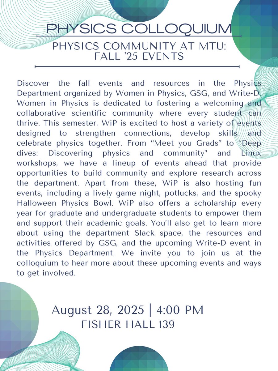 Tomorrow afternoon, we invite you to come learn about all the activities and events going on in the physics department this fall. From Linux workshops to game nights, there's a lot here for you!
