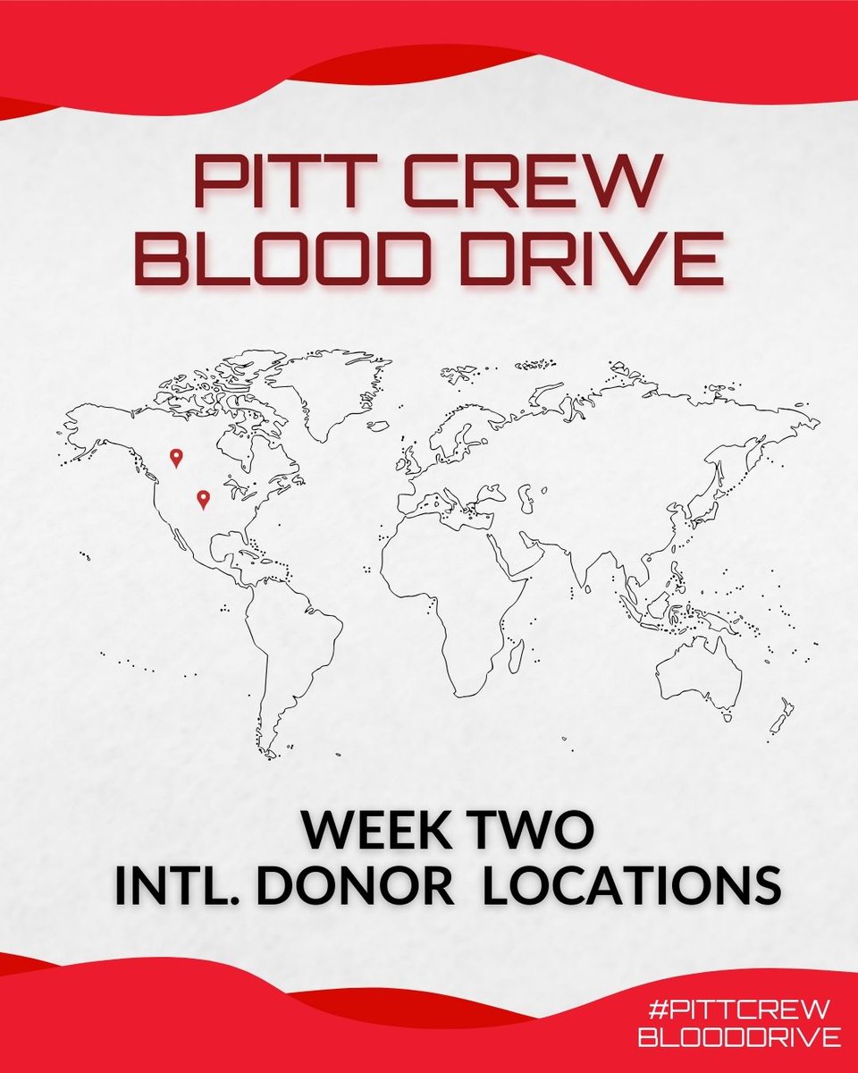 fansforacause's tweet photo. 22 blood donors. Two weeks of fundraising. One week to go!
The support has been overwhelming. Thank you to everyone who has contributed to the #PittCrewBloodDrive. It's not too late to sign up or donate to our Tiltify! Let's do this ๐ช https://t.co/BVyegALatR